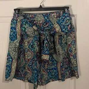 SHEIN nwt 18w 3x tie front turquoise print short